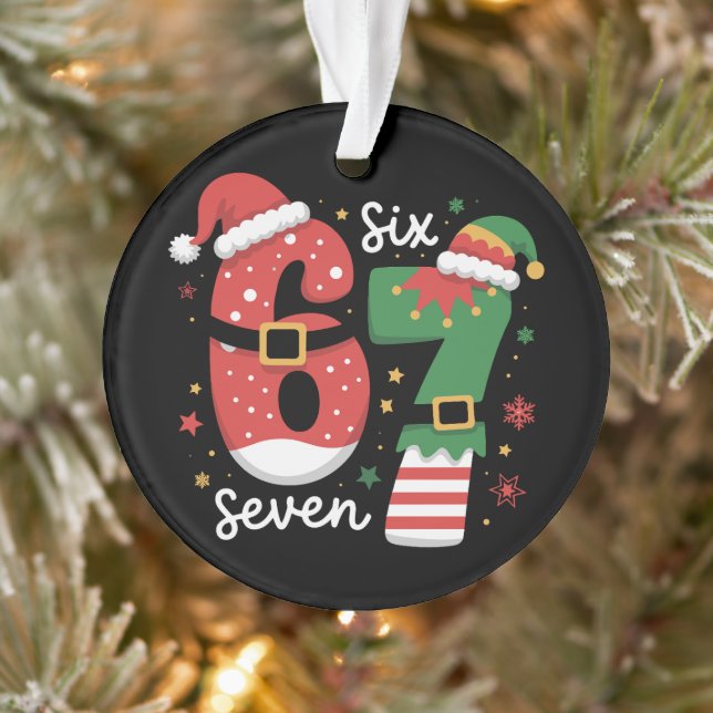 67 Meme Six Seven Elfe Chapeau de Noël Santa (Arbre)