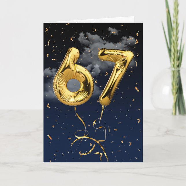 67e Anniversaire Gold Mylar Balloon et carte Confe (Devant)