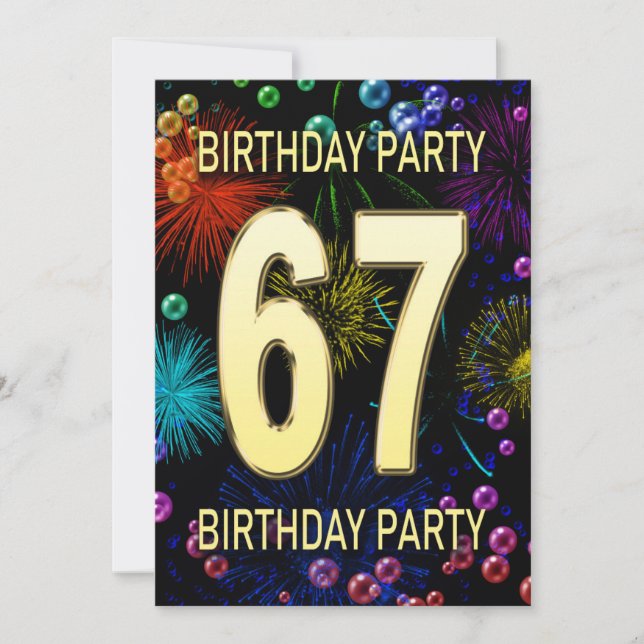 67e anniversaire Invitation fête feux d'artifice (Devant)