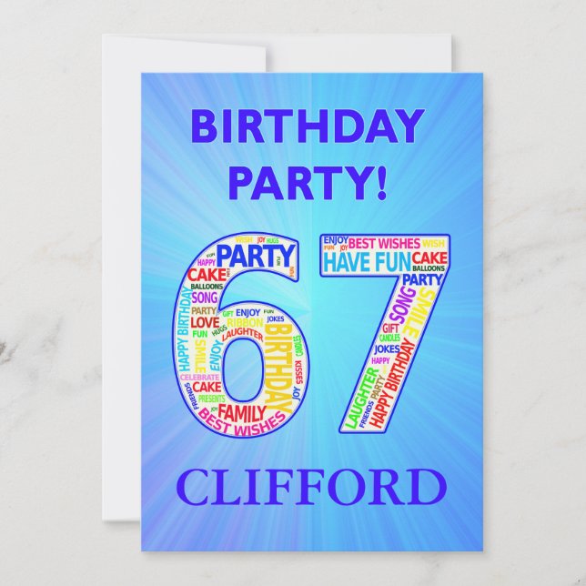 67th Birthday Party Invitation Ajouter un nom (Devant)
