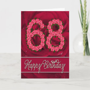 68e anniversaire carte avec roses et feuilles
