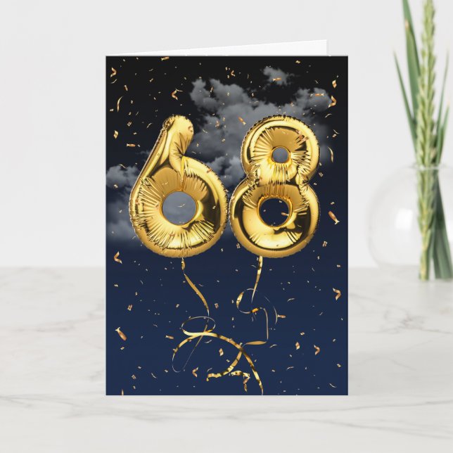 68e Anniversaire Gold Mylar Balloon et carte Confe (Devant)