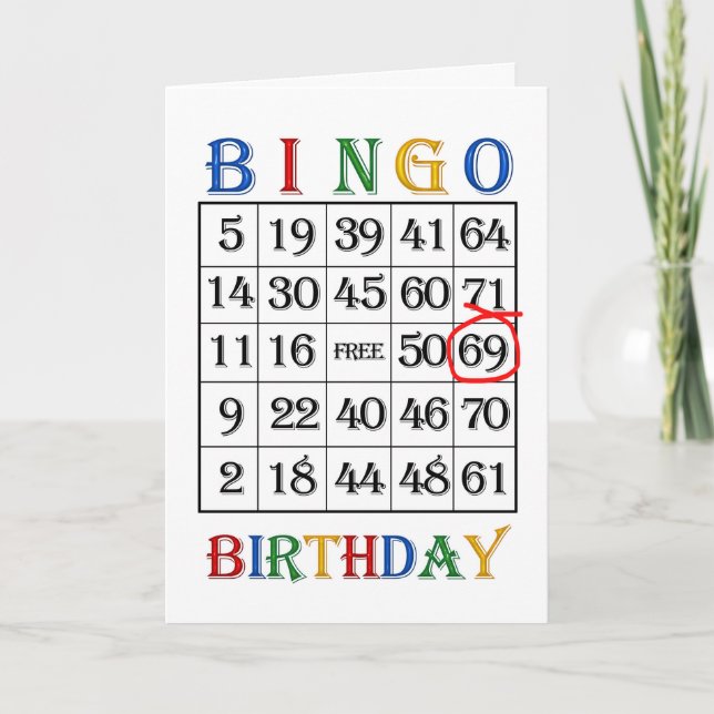 69e anniversaire Carte de Bingo (Devant)