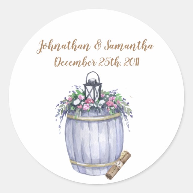 6 - 3" Autocollants Favor été mariage rustique cam (Devant)