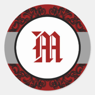 6 - 3" Favoriser Stickers Crimson Rouge Ornate Emb