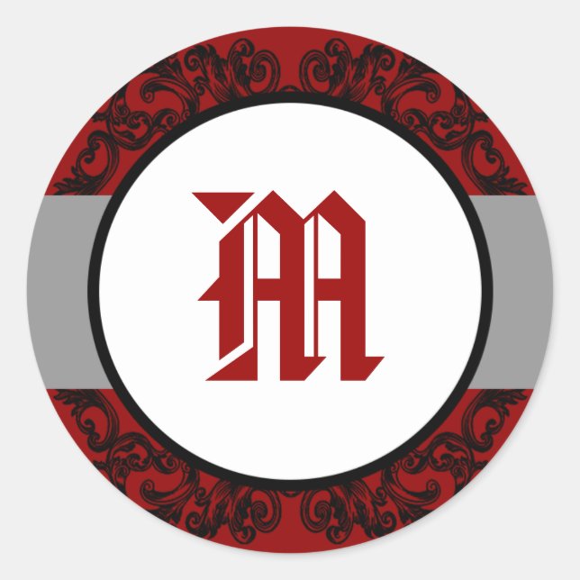 6 - 3" Favoriser Stickers Crimson Rouge Ornate Emb (Devant)