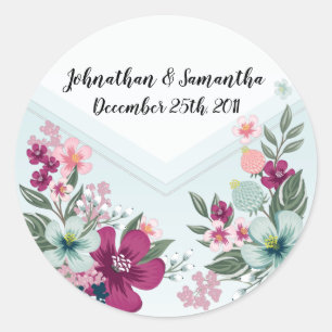 6 - 3" Favoriser Stickers Fleur tropicale sur Blue