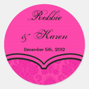 6 - 3" Favoriser Stickers Hot rose noir Damask Lac