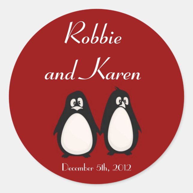 6 - 3" Favoriser Stickers Penguin Love Couple Mate (Devant)