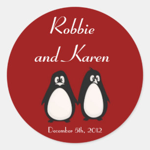 6 - 3" Favoriser Stickers Penguin Love Couple Mate