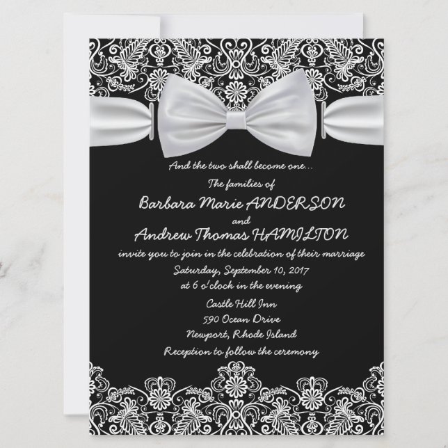 6,5 x 8,75 Faire-part de mariage de dentelle Vinta (Devant)