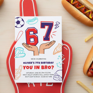 6 7 Invitation Anniversaire Garçon Sport Rouge Ble