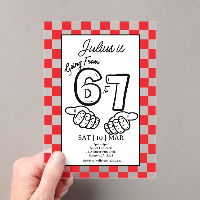 6 7 Invitation d'anniversaire à carreaux noirs Mèm (In situ (ordinateur de poche))