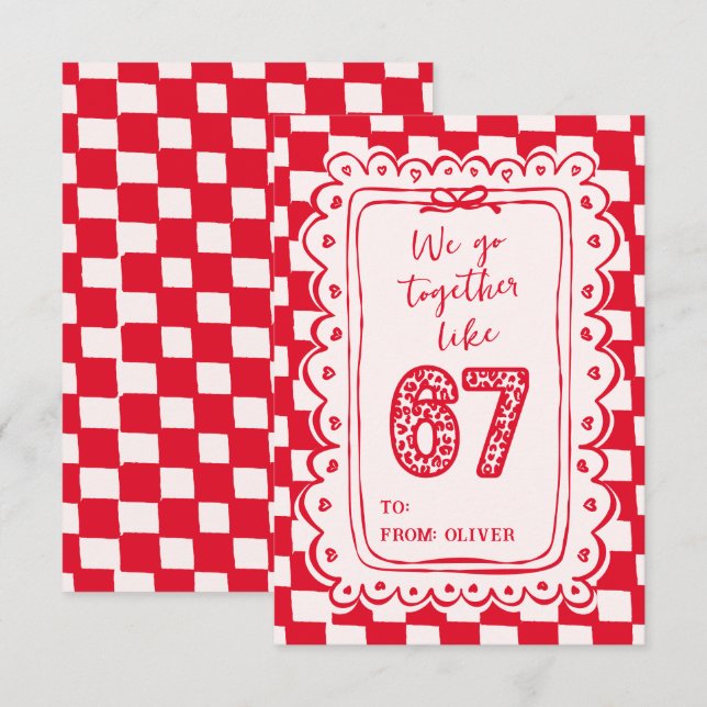 6 7 Meme Cartes de la Saint-Valentin Tendances Drô (Devant / Derrière)