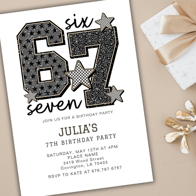 6 7 Six Seven Mème Fille Virale Invitation Anniver (Créateur téléchargé)