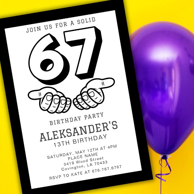 6 7 Six Seven Mème Garçon Viral Invitation Anniver (Créateur téléchargé)