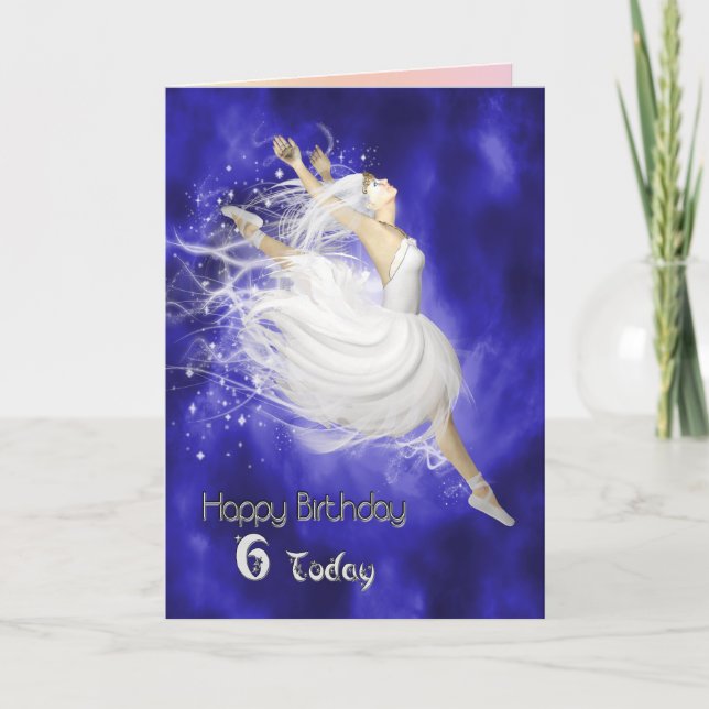 6 ans, carte d'anniversaire de ballerine (Devant)