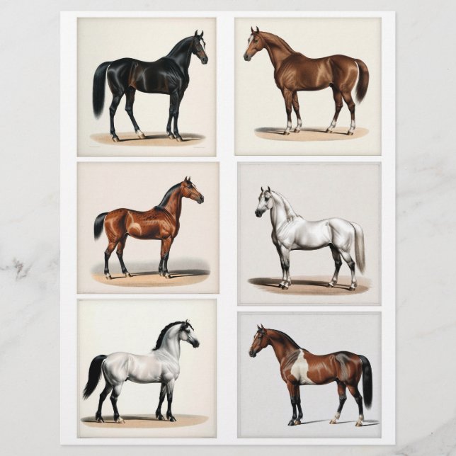 6 Belles illustrations de Cheval pour le Papercraf (Devant)