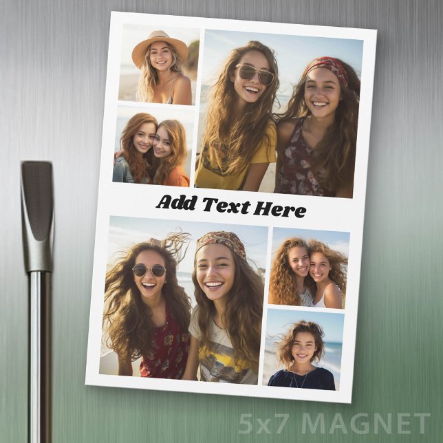 6 Collage Photo Avec Texte - Aimant pour Réfrigéra (Photo Magnet Sheet - 5 inches x 7 inches)