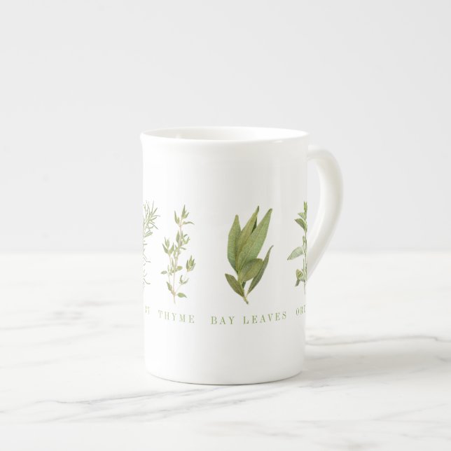 6 HERBES FRAÎCHES Bone China Mug (Devant droit)