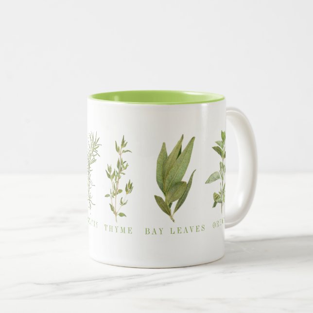 6 HERBES FRAÎCHES Chaux Mug à deux tons (Devant droit)