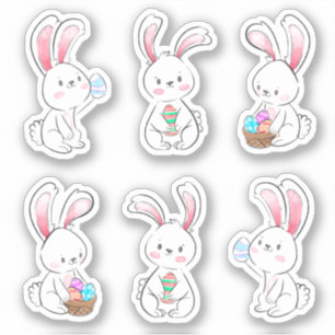 6 illustrés Sticker de chevalier lapin blanc de Pâ