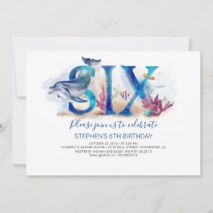 6 Invitation d'anniversaire Bleu profond sous la v