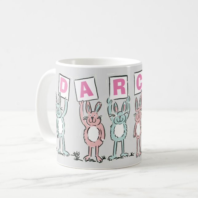 6 Nom Lettre Avec Lapins Amusants Café Mug (Devant gauche)