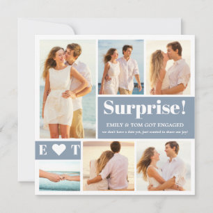 6 Photo Collage Dusty Blue Fiançailles Faire-part