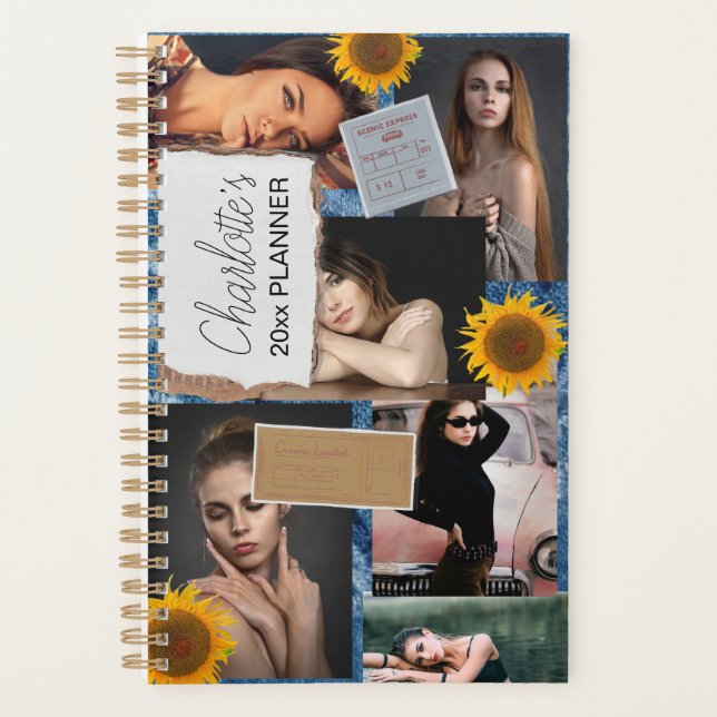 6-Photo Collage Tournesol Denim Tickets  (Devant)