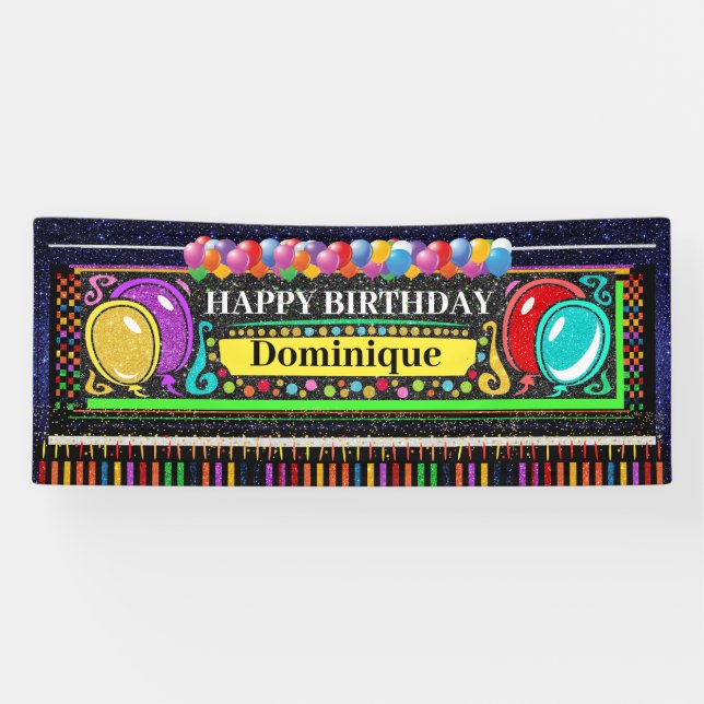 6 Pieds Bannière Anniversaire Heureux (Horizontal)