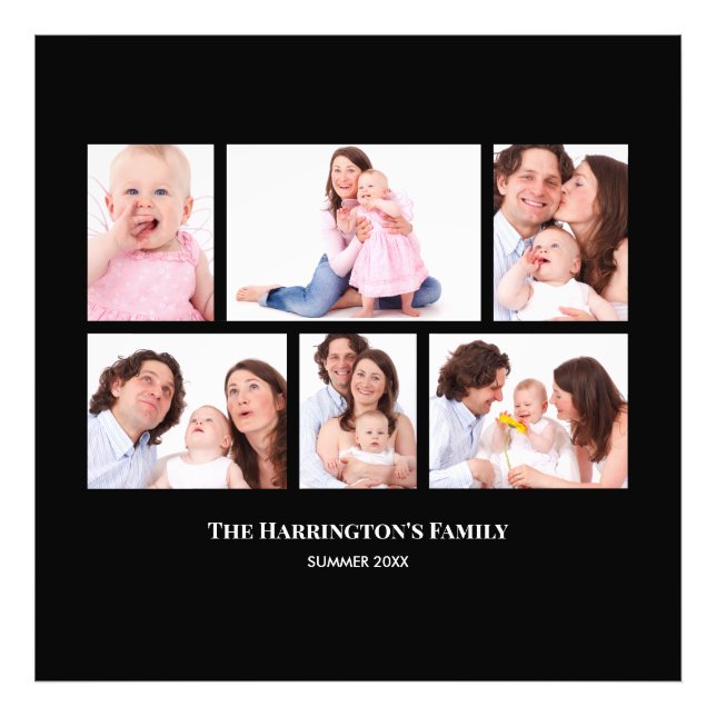 6 sections Cadres photo personnalisées en noir (Devant)