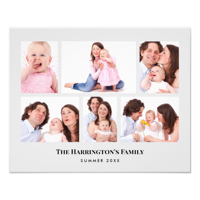 6 sections Photo personnalisée Cadres gris minimal (Devant)