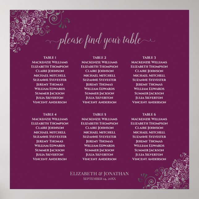 6 Tableau Cassis Mariage violet Cassis en argent (Devant)