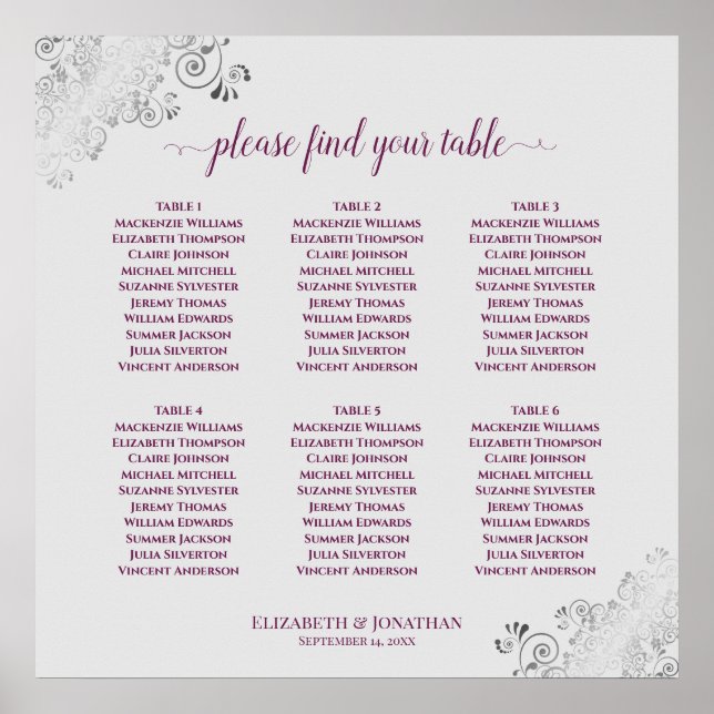 6 Tableau Cassis Mariage violet et gris (Devant)