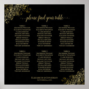 6 Tableau Mariage Plafonds en or sur noir