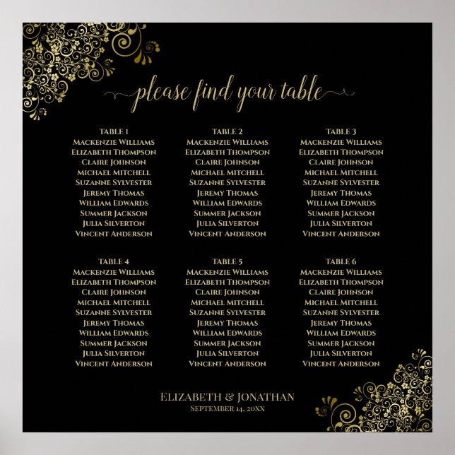 6 Tableau Mariage Plafonds en or sur noir (Devant)