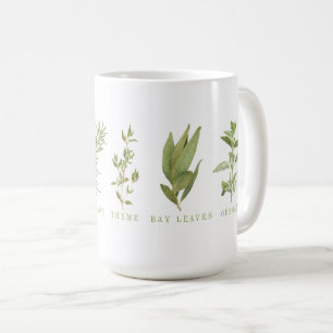 6 TASSES ÉLEVÉES BLANCHES AVEC HERBES FRAÎCHES
