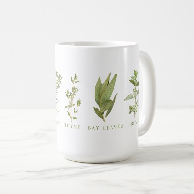 6 TASSES ÉLEVÉES BLANCHES AVEC HERBES FRAÎCHES (Devant droit)