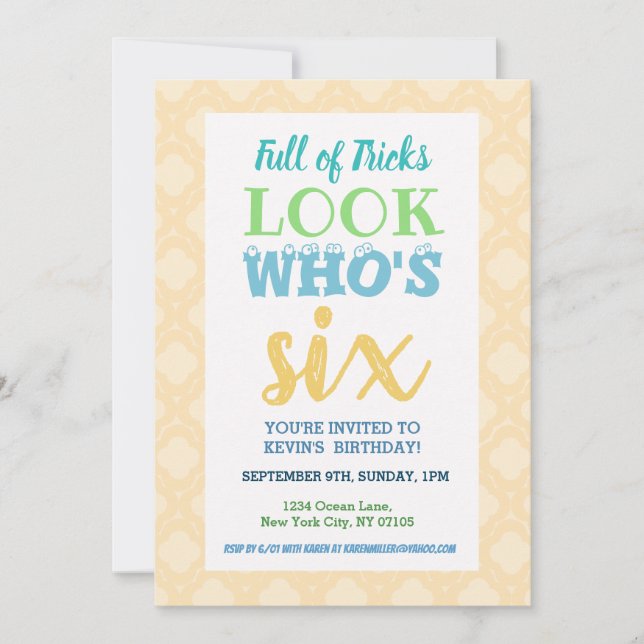 6e anniversaire Invitation Libellé (Devant)