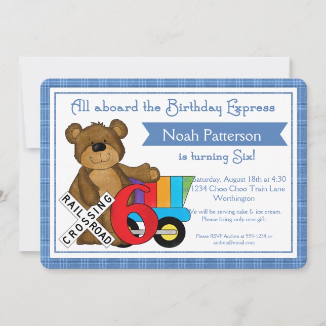 6e anniversaire Invitations de garçon Teddy Bear T (Devant)