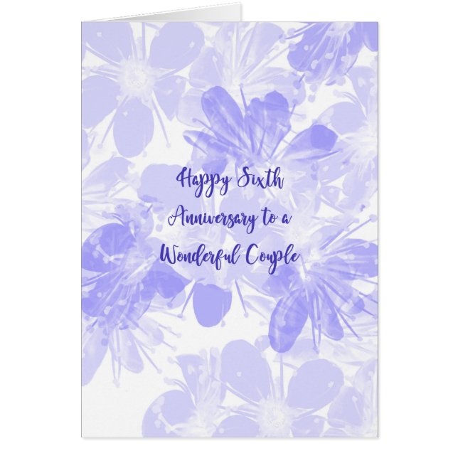 6e anniversaire Mariage Carte Fleurs bleues (Devant)