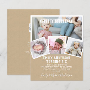 6E Anniversaire Photo Collage Invitation Garçon Fi