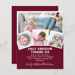 6E Anniversaire Photo Collage Invitation Garçon Fi