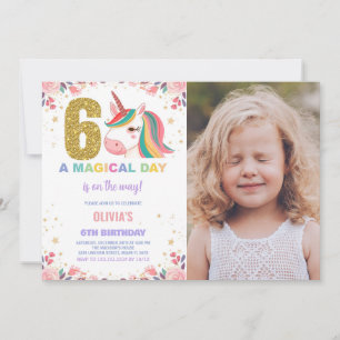 6e anniversaire Unicorn Anniversaire Invitations p