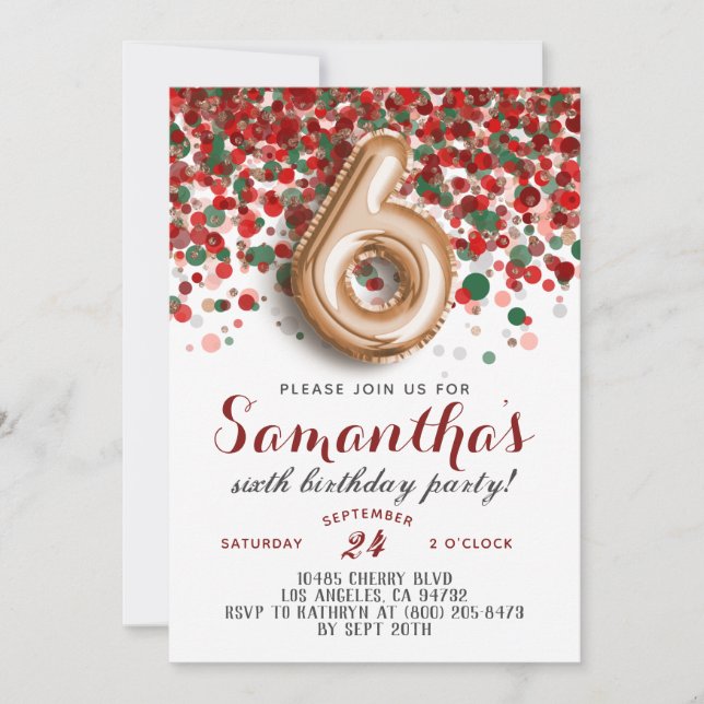 6ème Rose Gold Birthday Invitation (Devant)