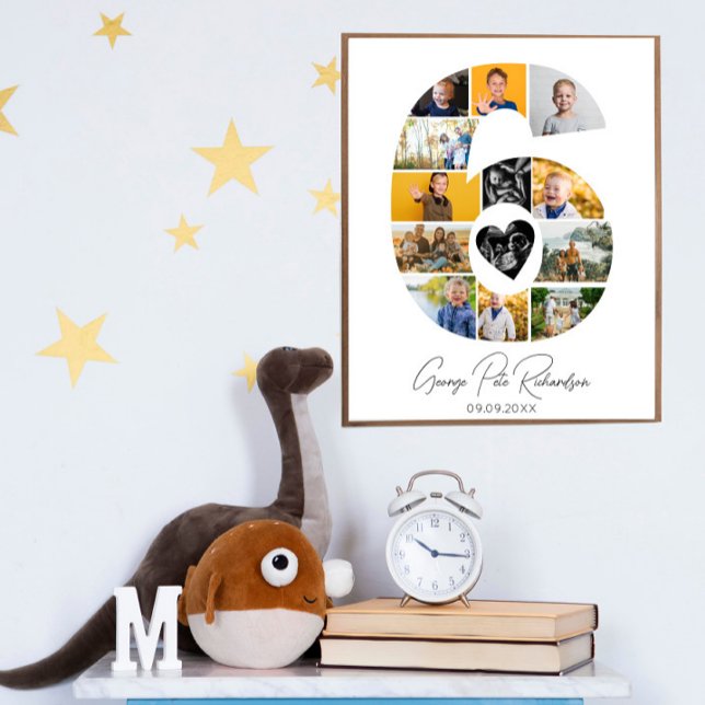 6th Birthday Photo Collage Poster Keepsake (Créateur téléchargé)