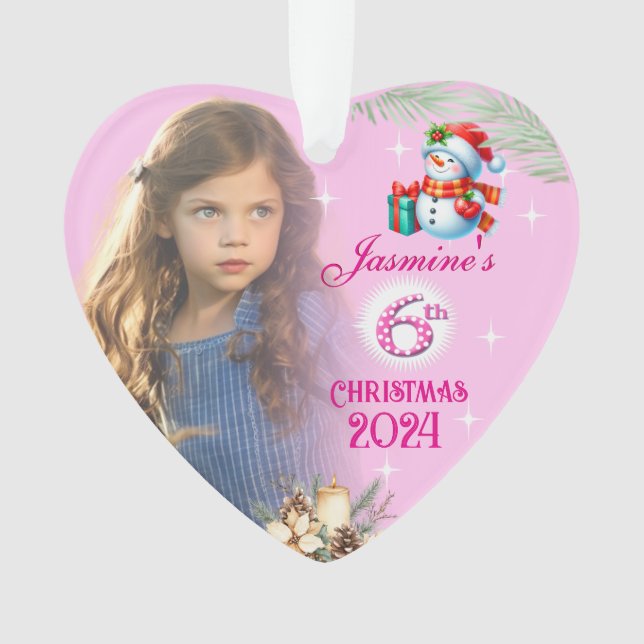 6th Christmas Personalised Girl Photo Heart Gift  (devant)