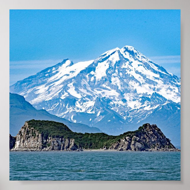 6x6 Poster Papier (Matte) du Mont Lliamna Alaska (Devant)