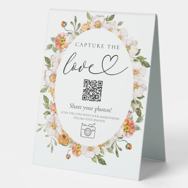 6x8 Signe photo mariage floral événement QR code (Recto)